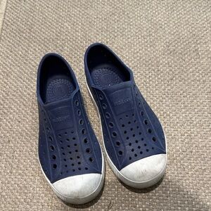 Native Shoes Kids Navy Blue Slip-On Sneakers with White Toe Caps